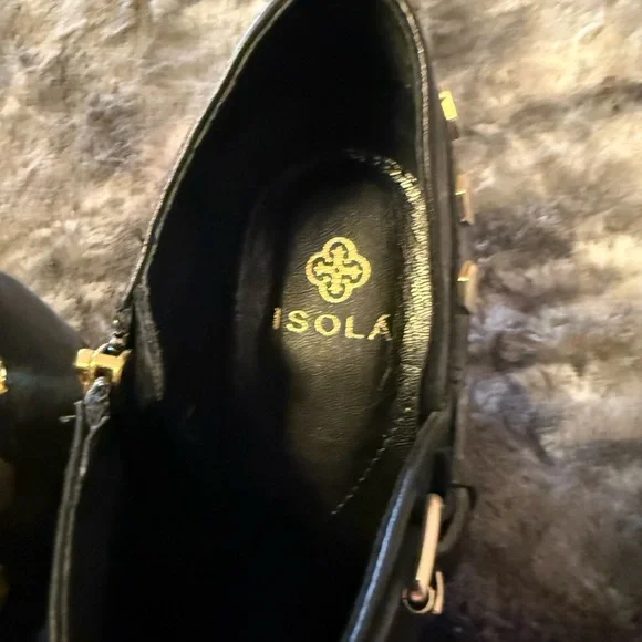 Isola Black Ankle Boots with Gold Studs - Picture 2 of 6